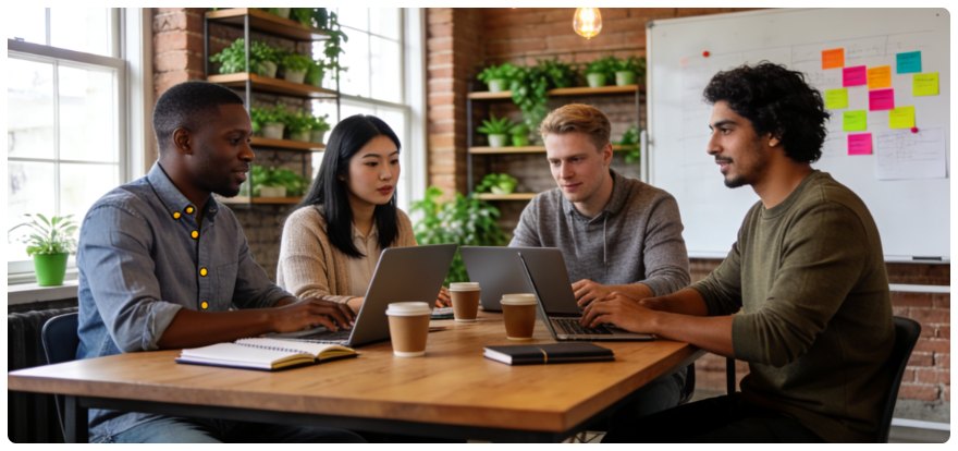 A team working together around a table